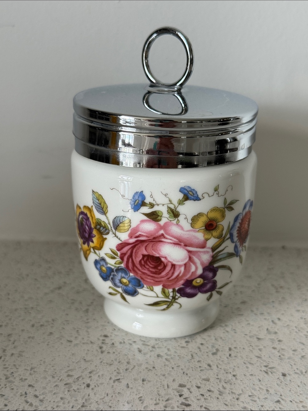 Vintage Royal Worcester Porcelain Egg coddler - Bournemouth Rose pattern